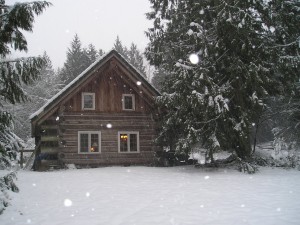 Winter in a cabin
